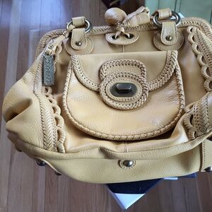Lockheart Yellow Braided Leather Satchel — Structured Top-Handle Bag